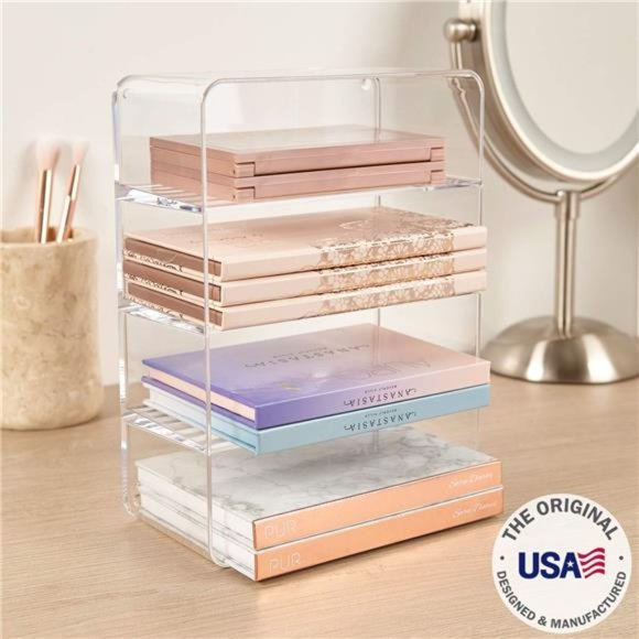 4-Compartment Clear Plastic Organizer | Rectangular Divided Makeup and Vanity - Picture 2 of 6